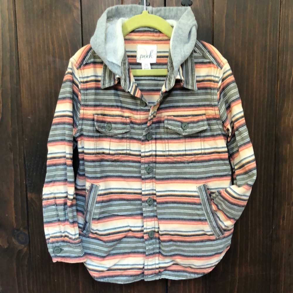 Peek 6/7 striped button shirt jacket hybrid